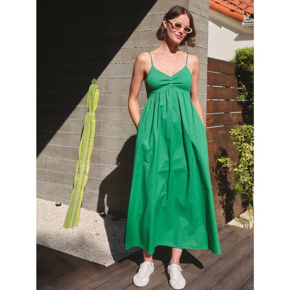 NEW STATESIDE jade mixed media maxi dress in green